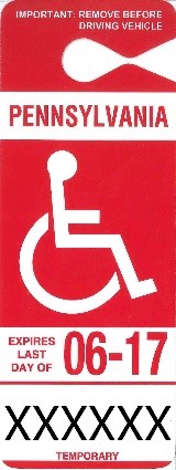 placard parking temporary persons pa disability vehicle being benefit exclusively issued operated any which use